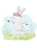 WOODLAND BUNNIES - PINK - PERSONALIZED PRINTS - SET OF 3 PRINTS - JPG ONLY