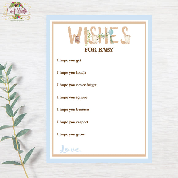 Boho Baby Shower PDF Printable Wishes for Baby - Instant Download