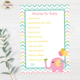 Circus Pink Elephant Baby Shower Wishes for Baby Cards - Instant Download JPG